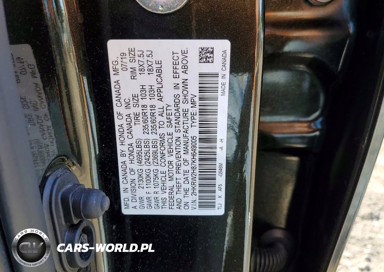2019 Honda Cr-V Exl VIN:2HKRW2H87KH649005 - 13