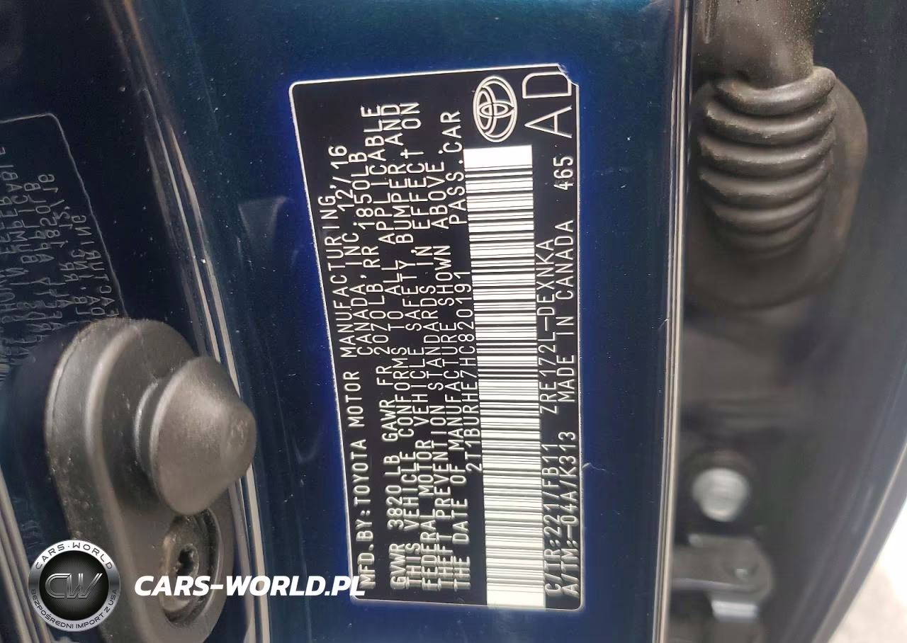 2017 Toyota Corolla Le VIN:2T1BURHE7HC820191 - 12