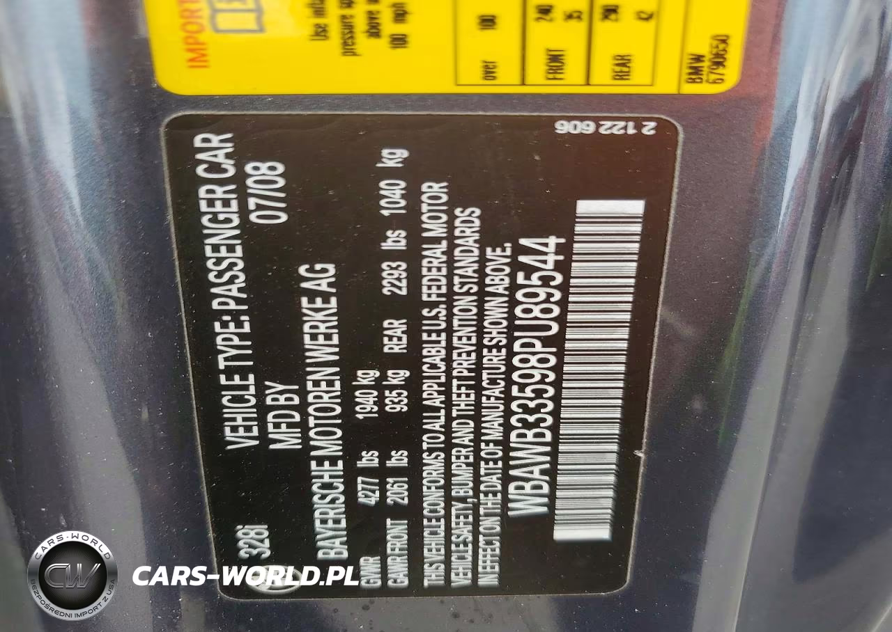 2008 BMW 328 I VIN:WBAWB33598PU89544 - 12
