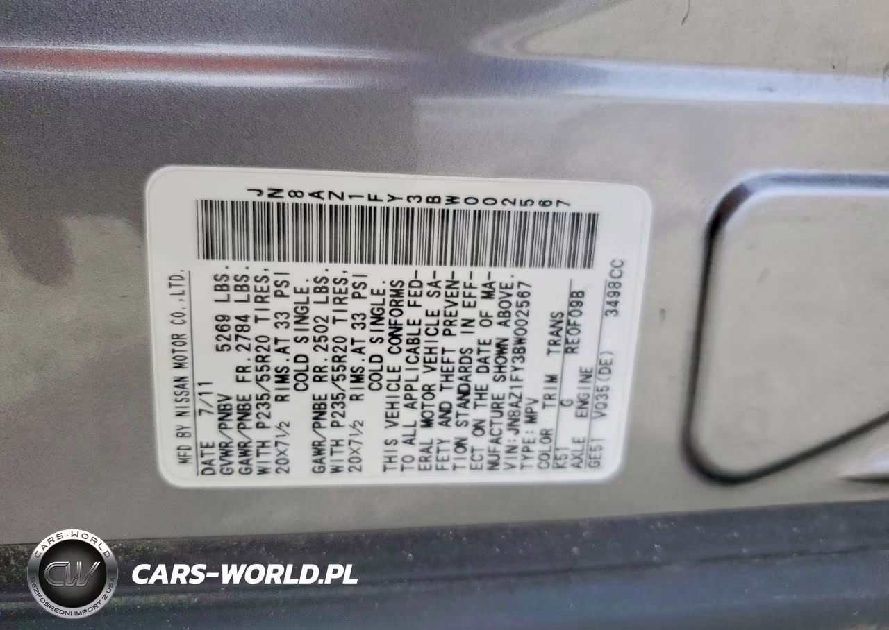 2011 Nissan Murano Crosscabriolet VIN:JN8AZ1FY3BW002567 - 12