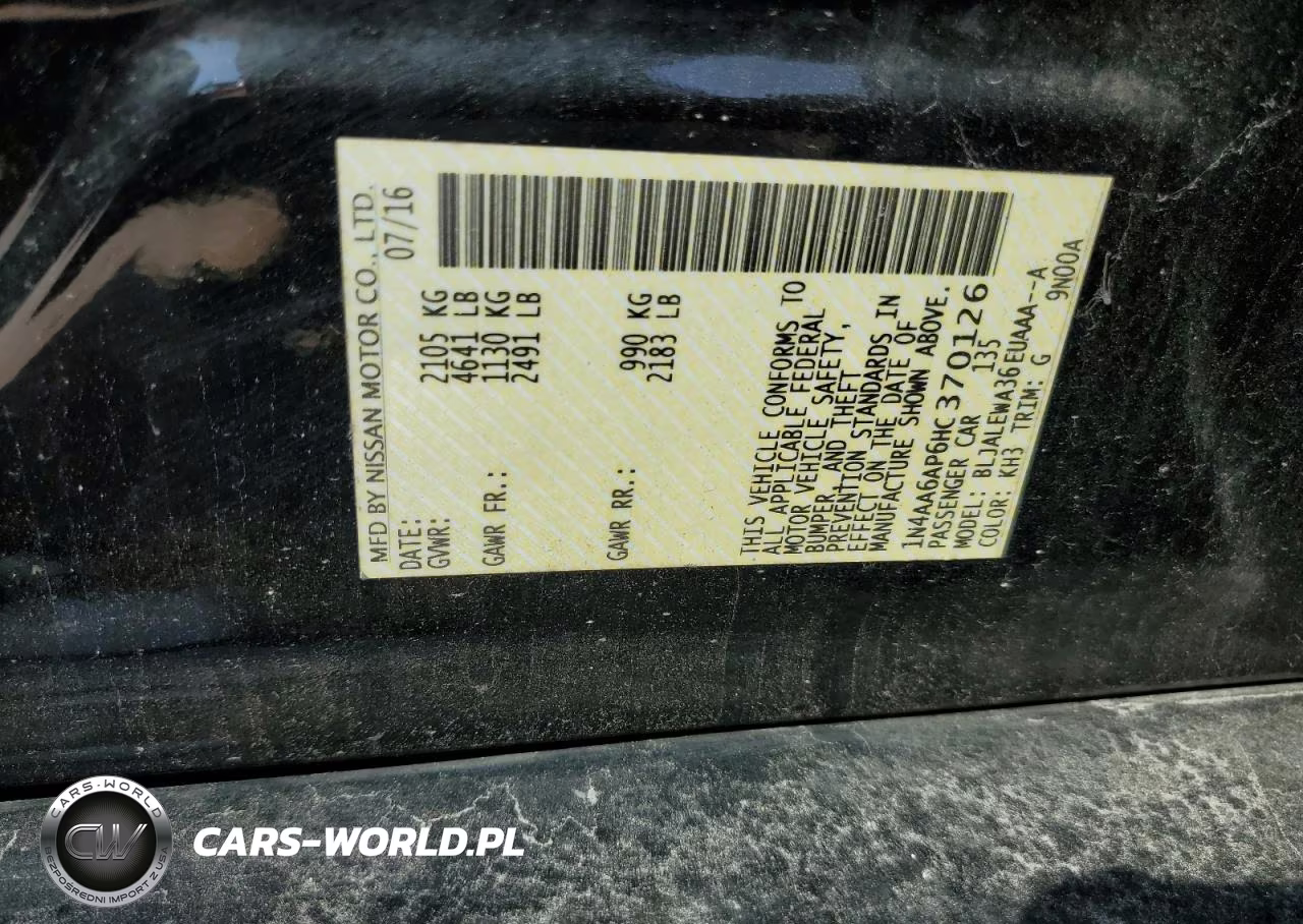 2017 Nissan Maxima 3.5S VIN:1N4AA6AP6HC370126 - 12