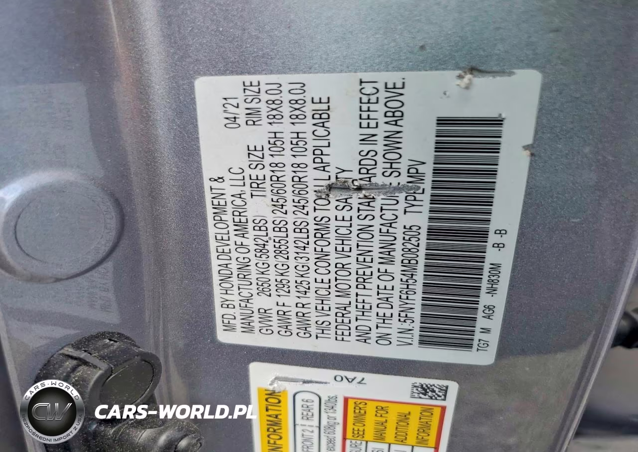 2021 Honda Pilot Exl VIN:5FNYF6H54MB082505 - 12