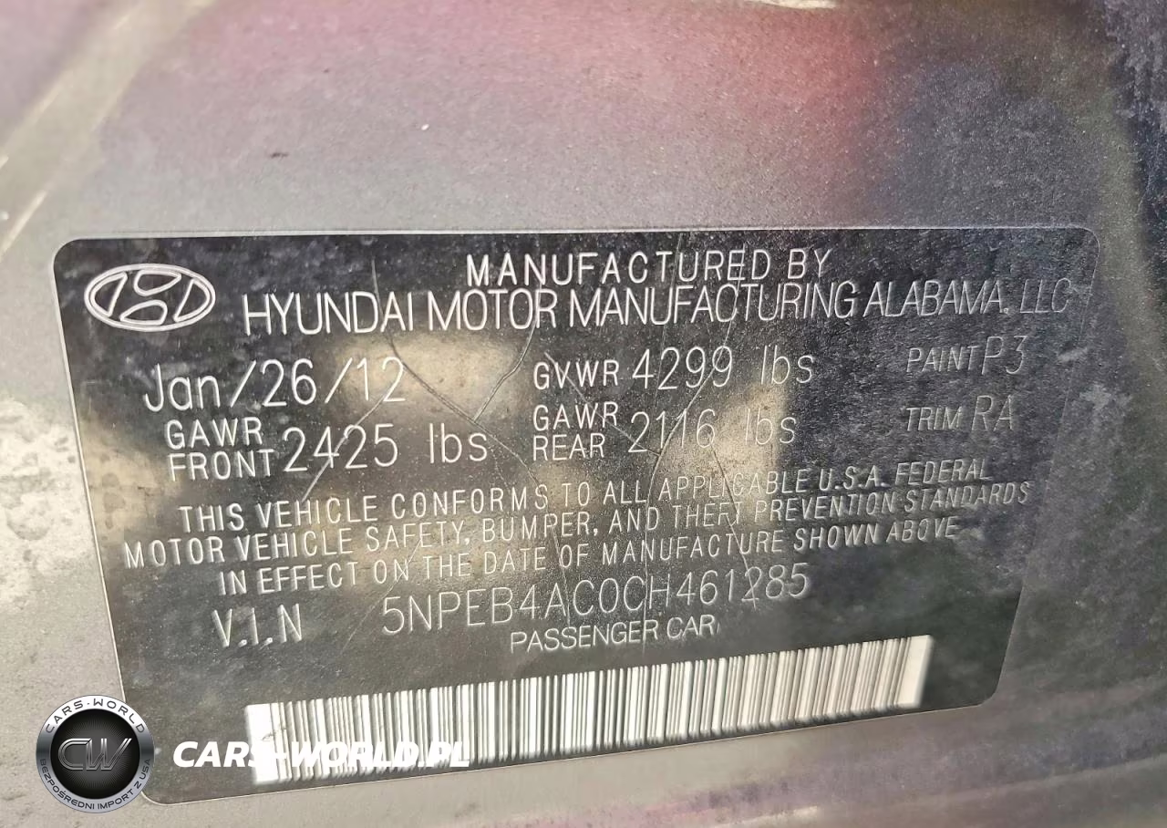 2012 Hyundai Sonata Gls VIN:5NPEB4AC0CH461285 - 12