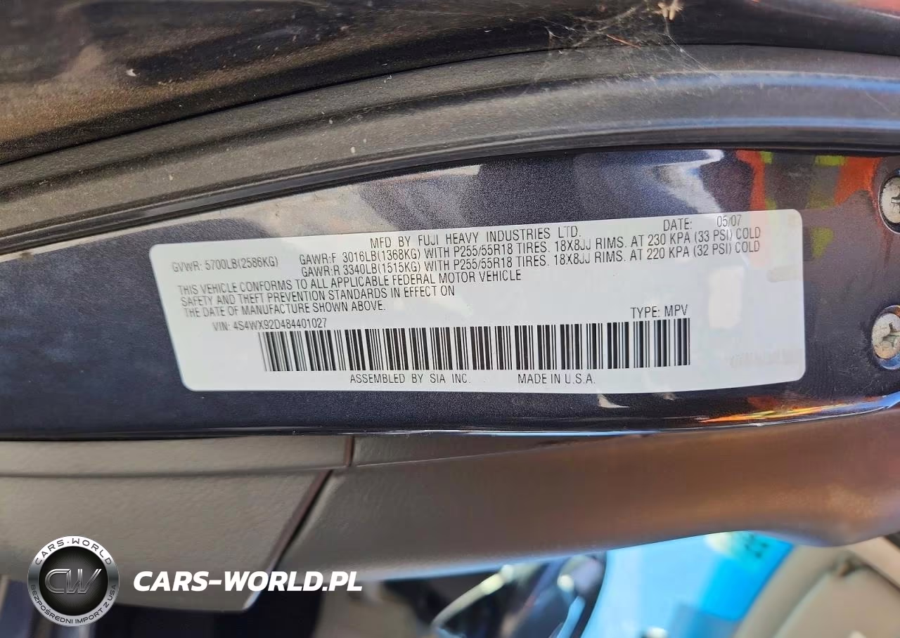 2008 Subaru Tribeca Limited VIN:4S4WX92D484401027 - 13