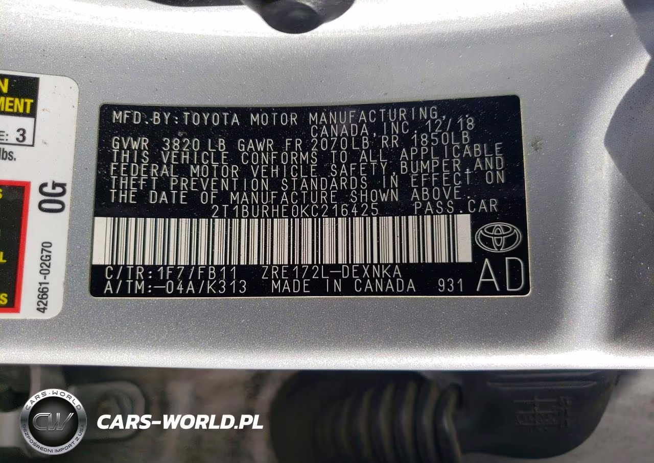 2019 Toyota Corolla Le VIN:2T1BURHE0KC216425 - 13