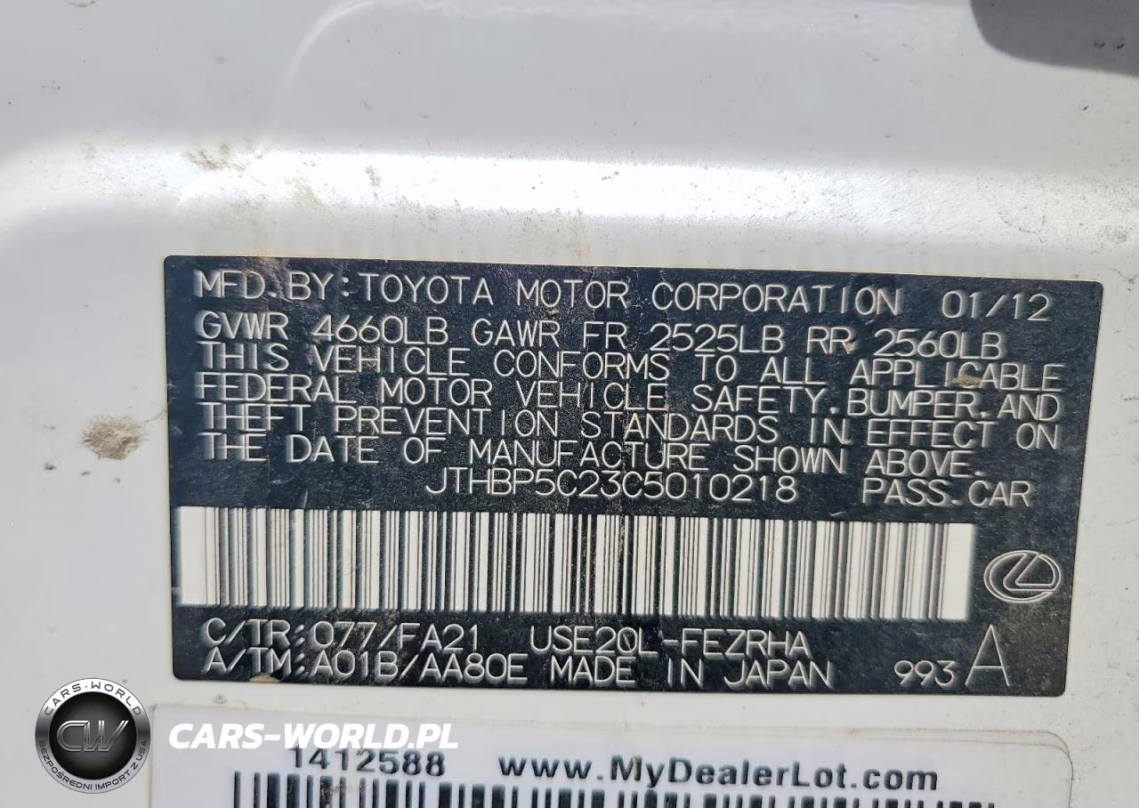 2012 Lexus Is F VIN:JTHBP5C23C5010218 - 13