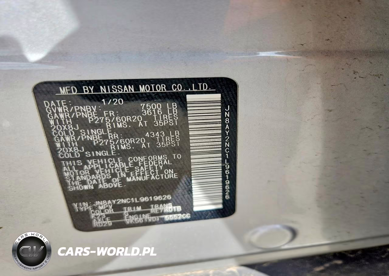 2020 Nissan Armada Sl VIN:JN8AY2NC1L9619626 - 14