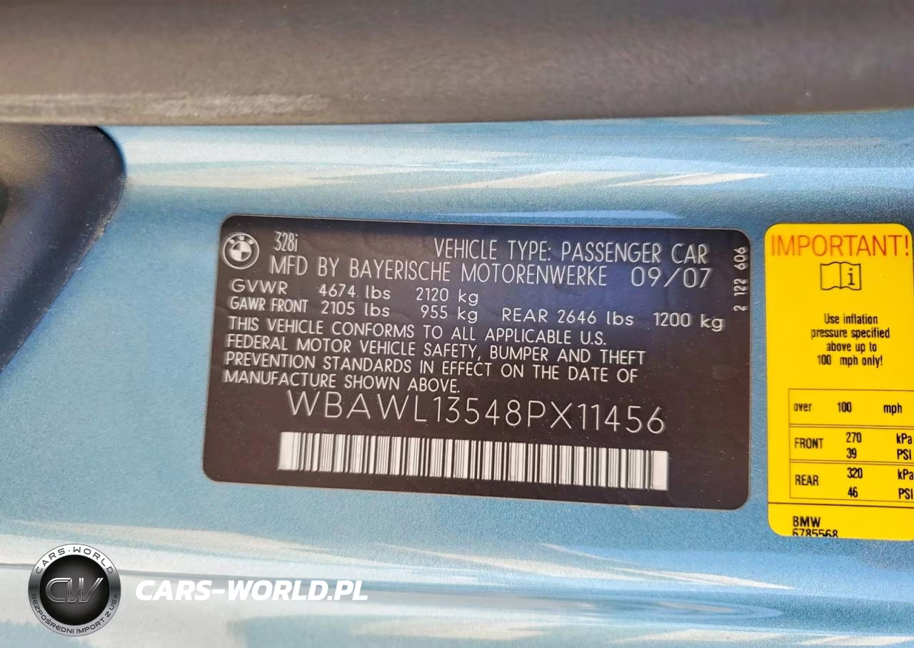 2008 BMW 328 I VIN:WBAWL13548PX11456 - 12