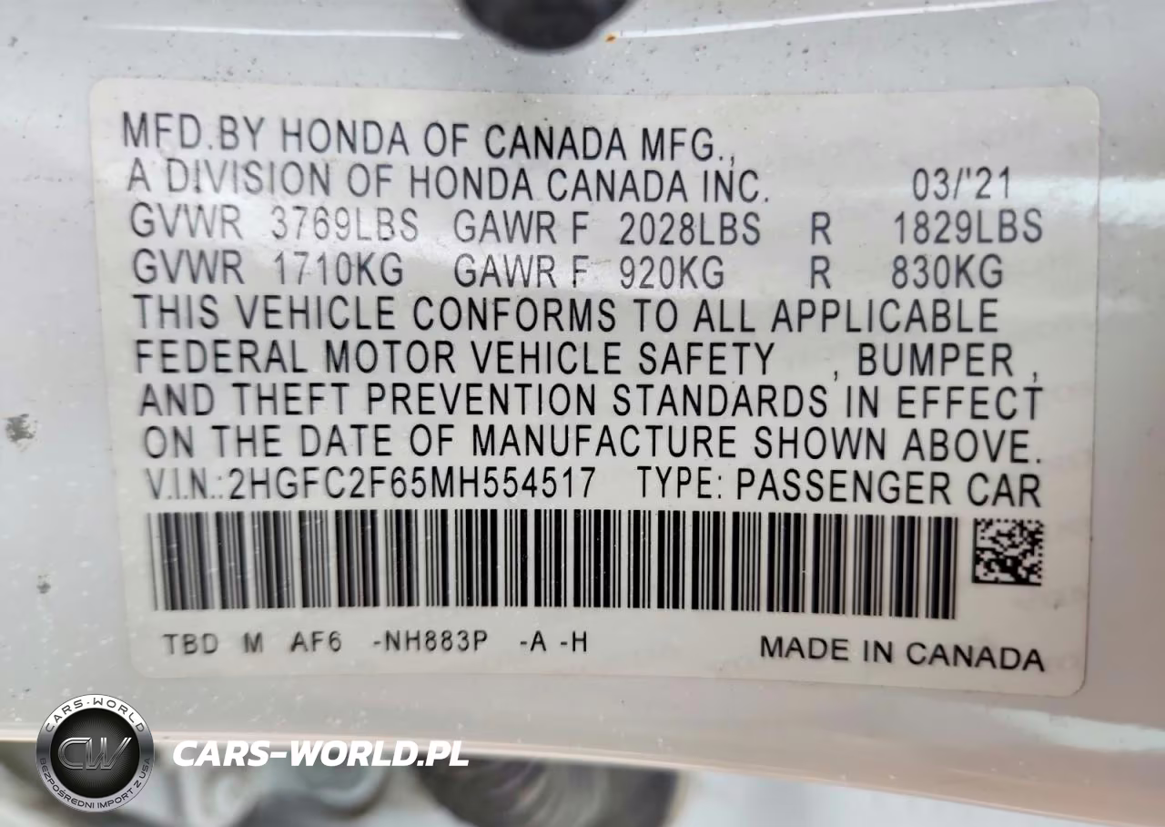 2021 Honda Civic Lx VIN:2HGFC2F65MH554517 - 12