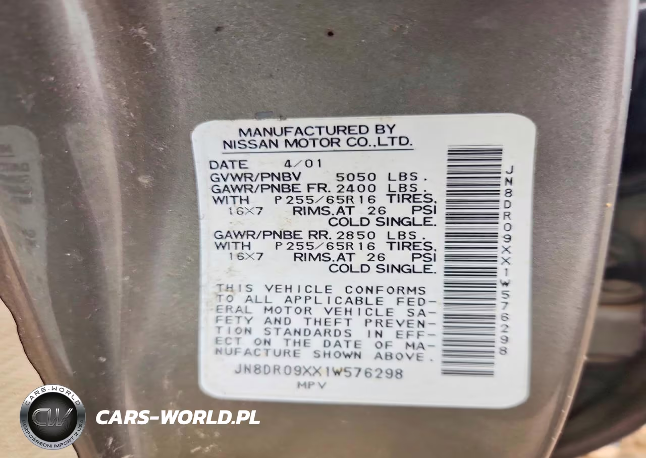 2001 Nissan Pathfinder Se VIN:JN8DR09XX1W576298 - 14