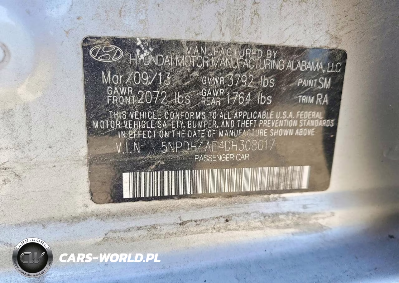 2013 Hyundai Elantra Gls VIN:5NPDH4AE4DH308017 - 12