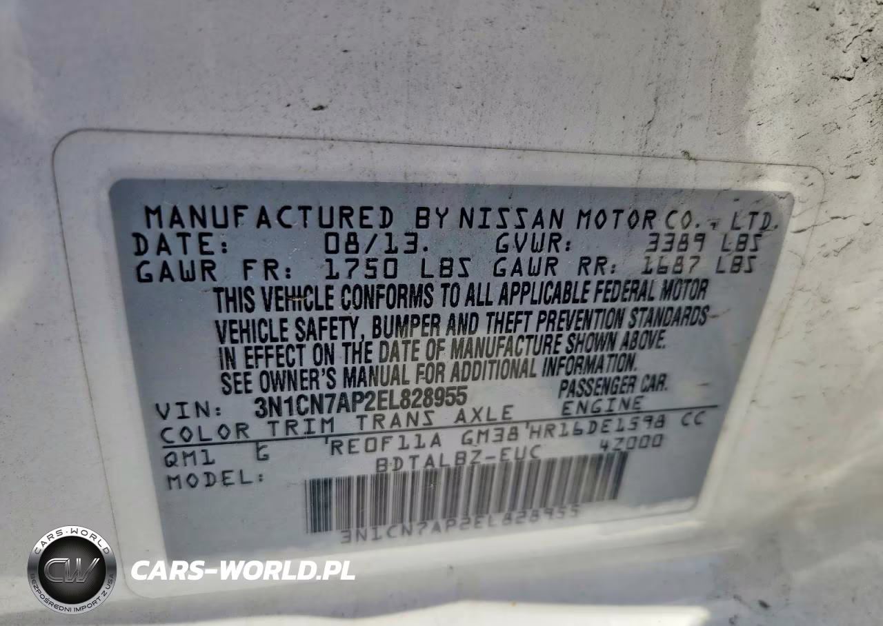 2014 Nissan Versa 1.6 S VIN:3N1CN7AP2EL828955 - 12