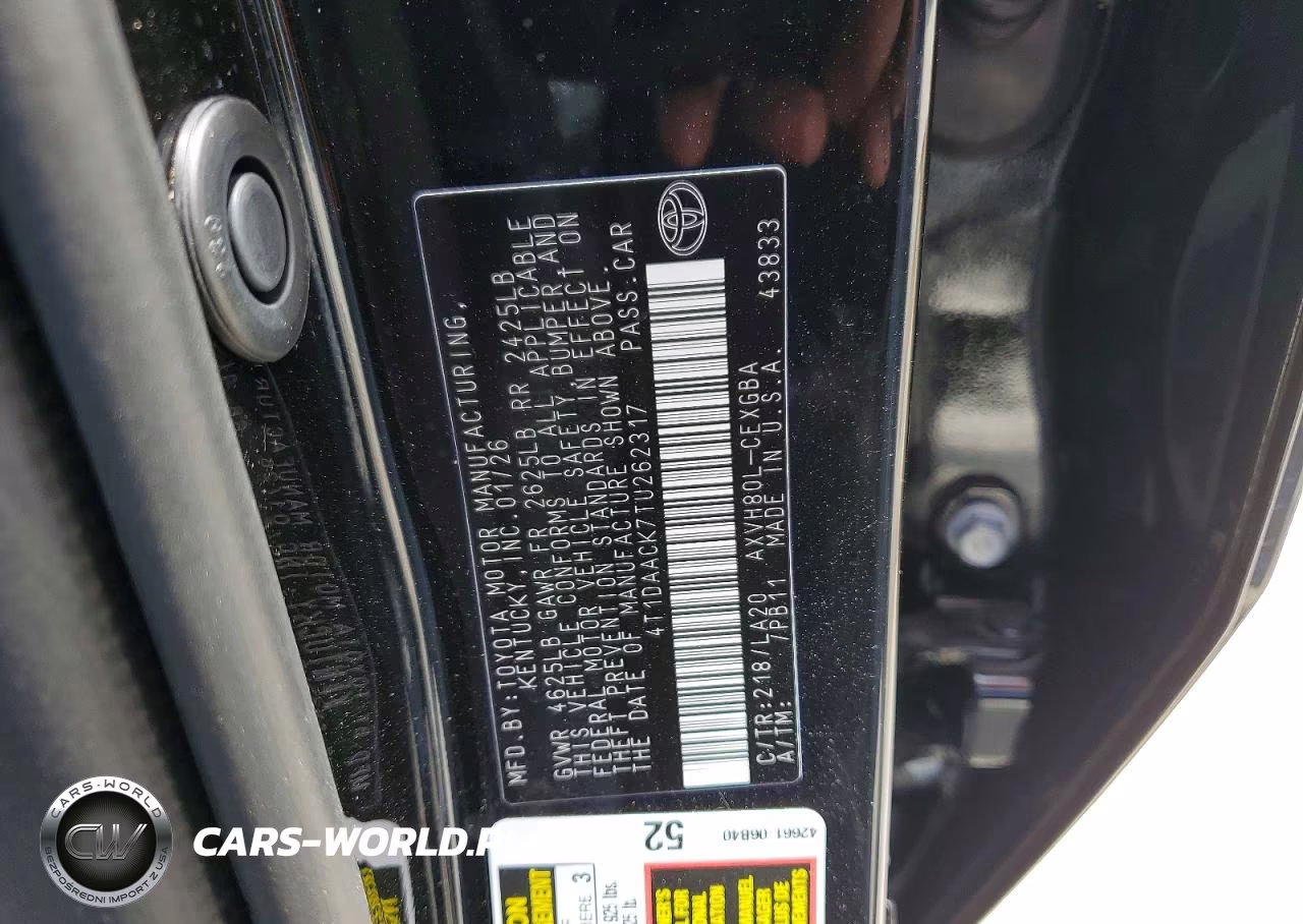 2026 Toyota Camry Xle VIN:4T1DAACK7TU262317 - 12