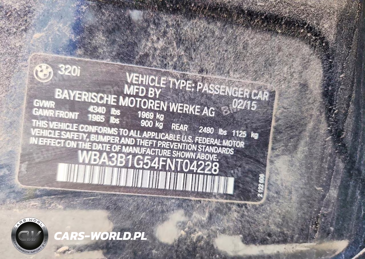 2015 BMW 320 I VIN:WBA3B1G54FNT04228 - 12