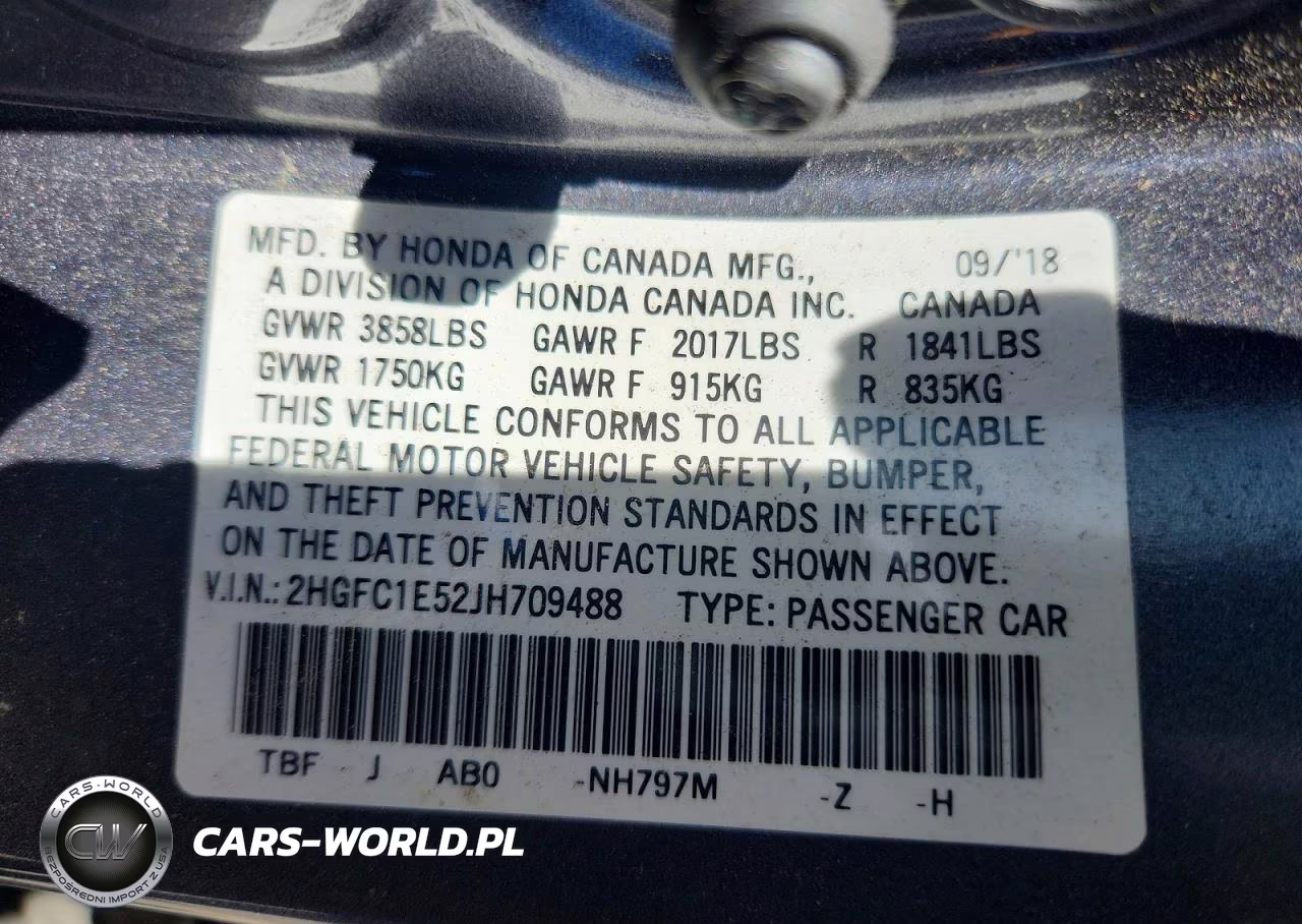 2018 Honda Civic Si VIN:2HGFC1E52JH709488 - 12