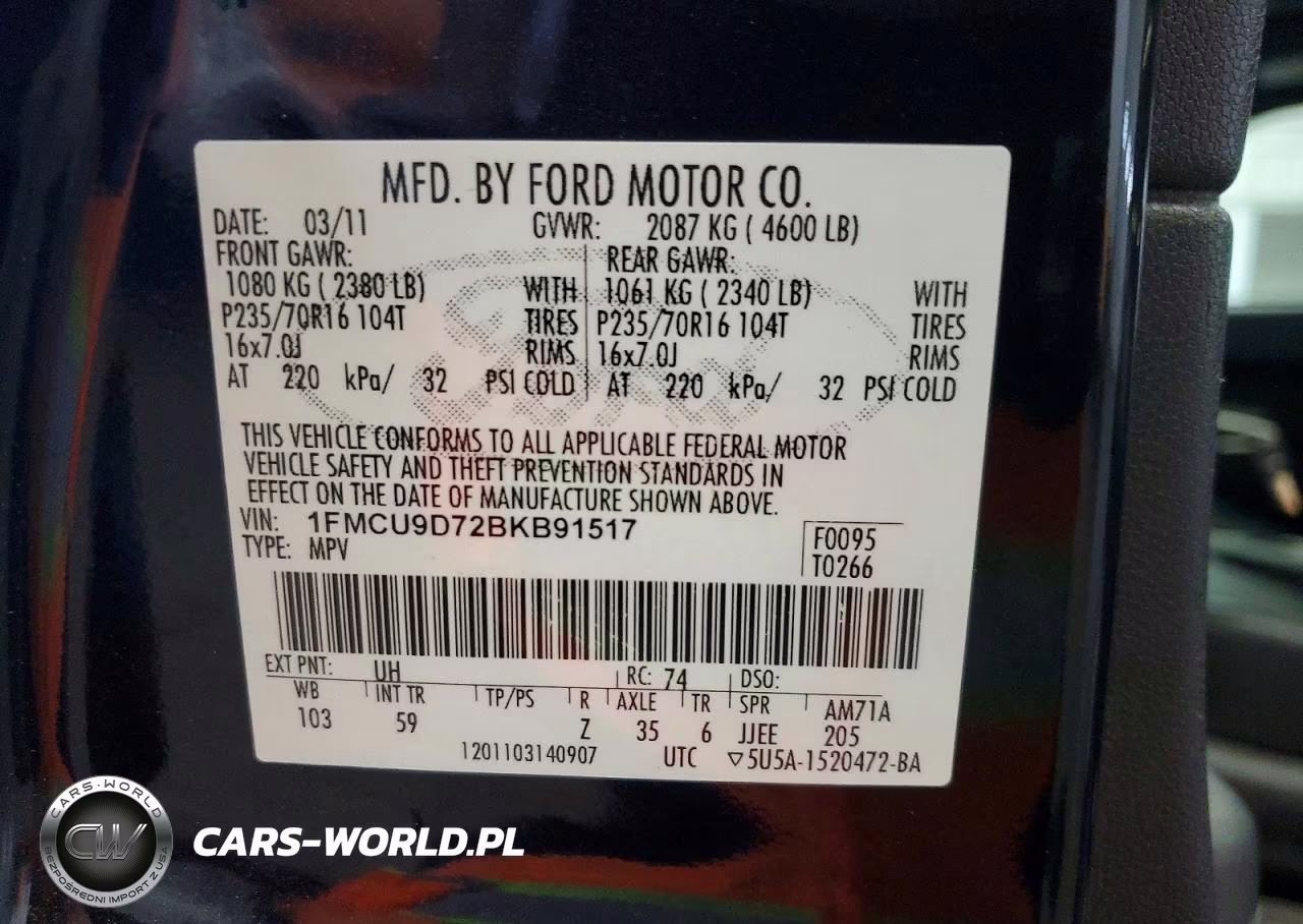 2011 Ford Escape Xlt VIN:1FMCU9D72BKB91517 - 13