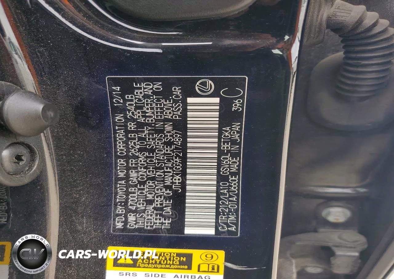2015 Lexus Es 350 VIN:JTHBK1GG9F2174897 - 12