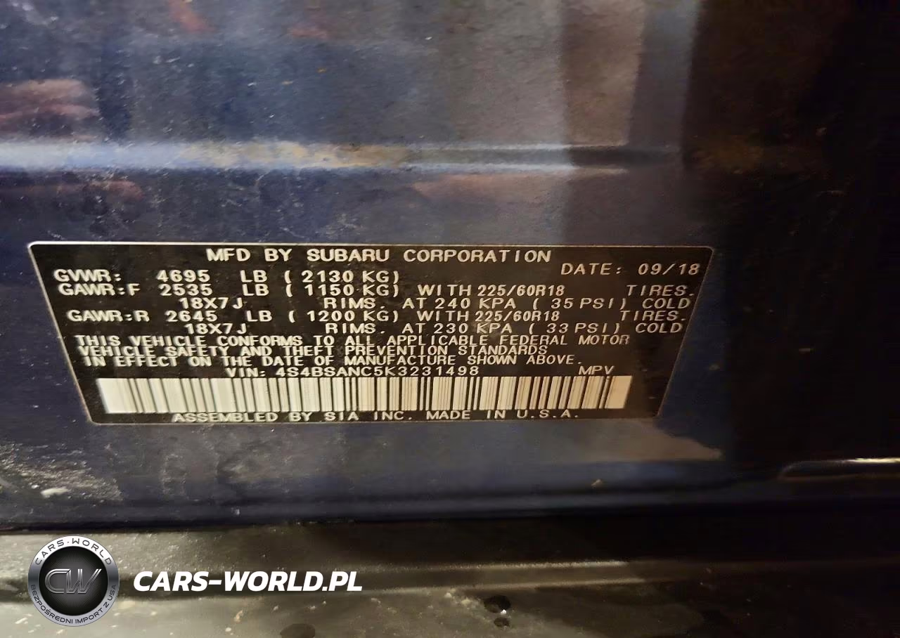 2019 Subaru Outback 2.5I Limited VIN:4S4BSANC5K3231498 - 14