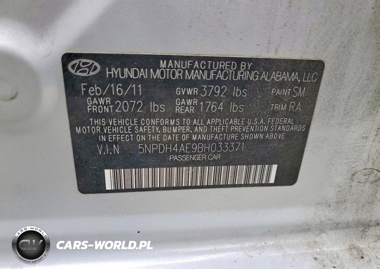 2011 Hyundai Elantra Gls VIN:5NPDH4AE9BH033371 - 12
