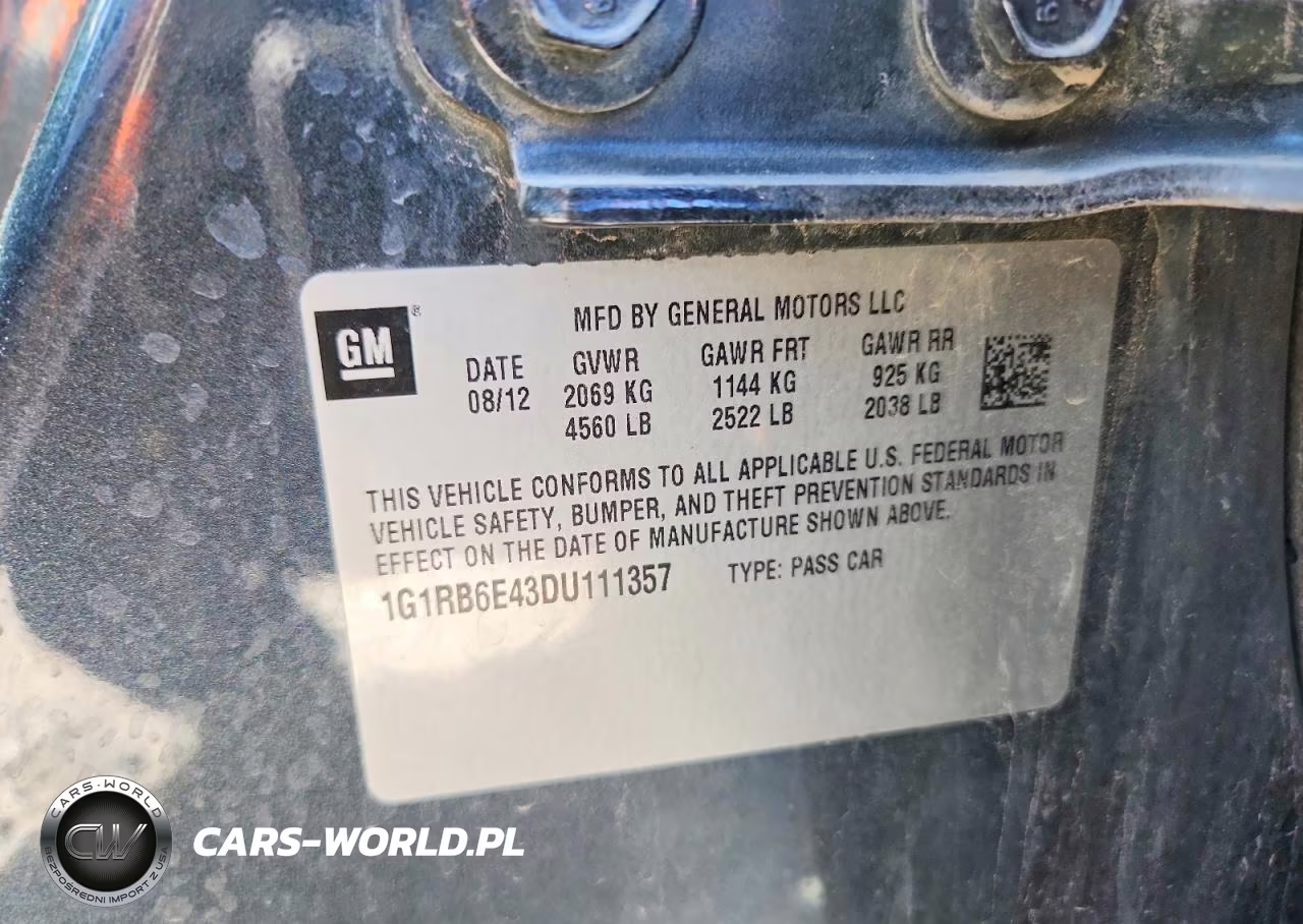 2013 Chevrolet Volt VIN:1G1RB6E43DU111357 - 12