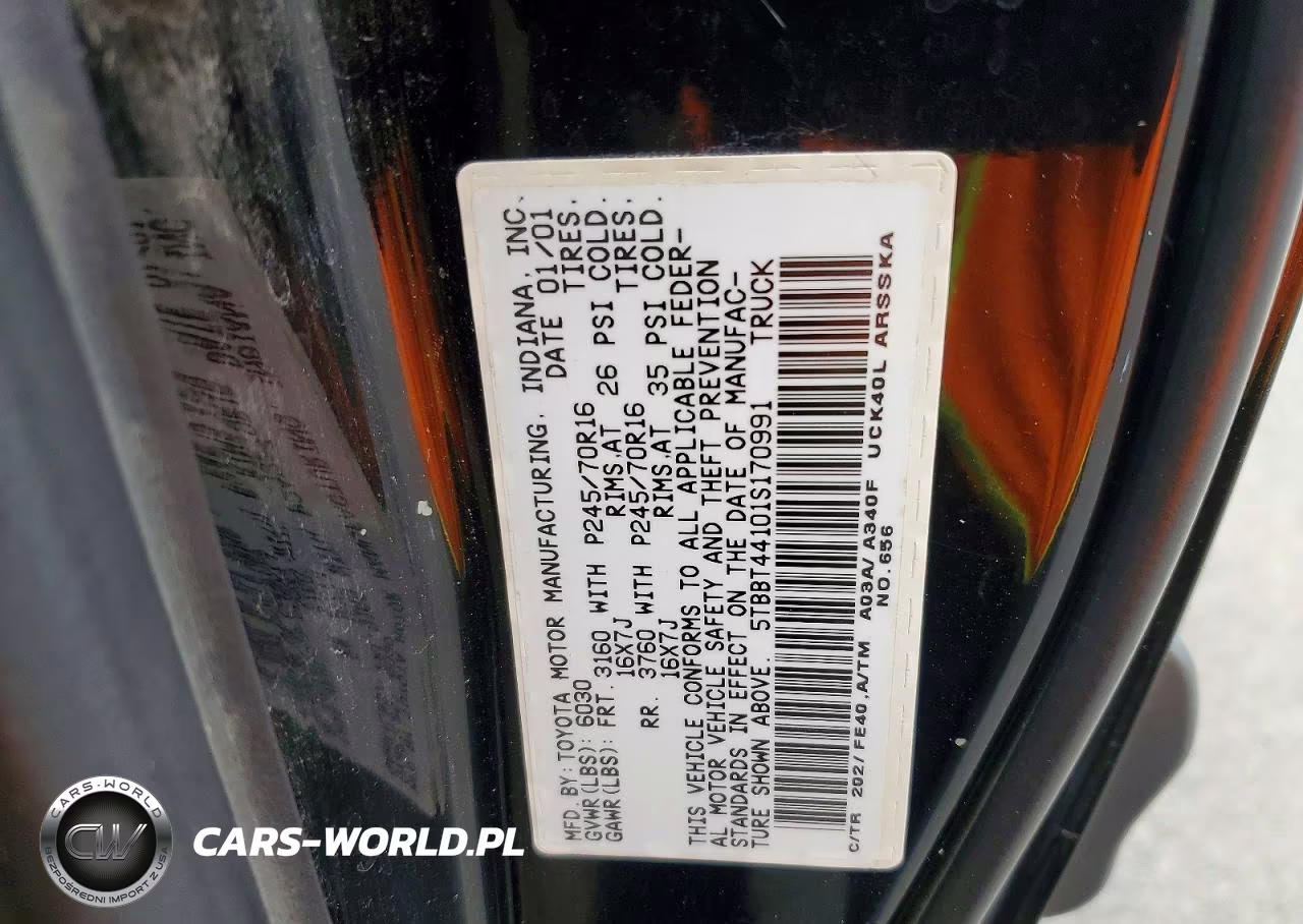 2001 Toyota Tundra Sr5 VIN:5TBBT44101S170991 - 12