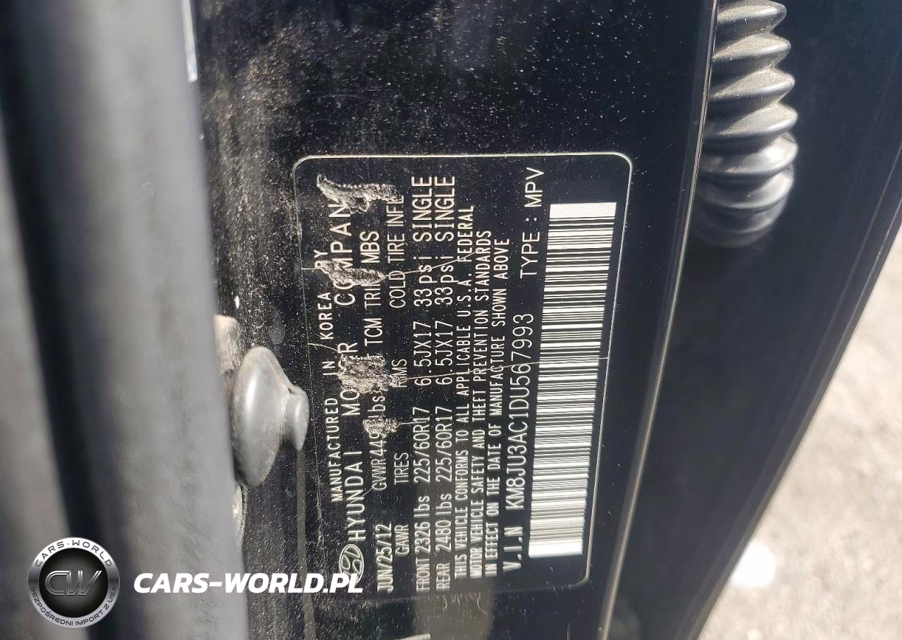 2013 Hyundai Tucson Gls VIN:KM8JU3AC1DU567993 - 13