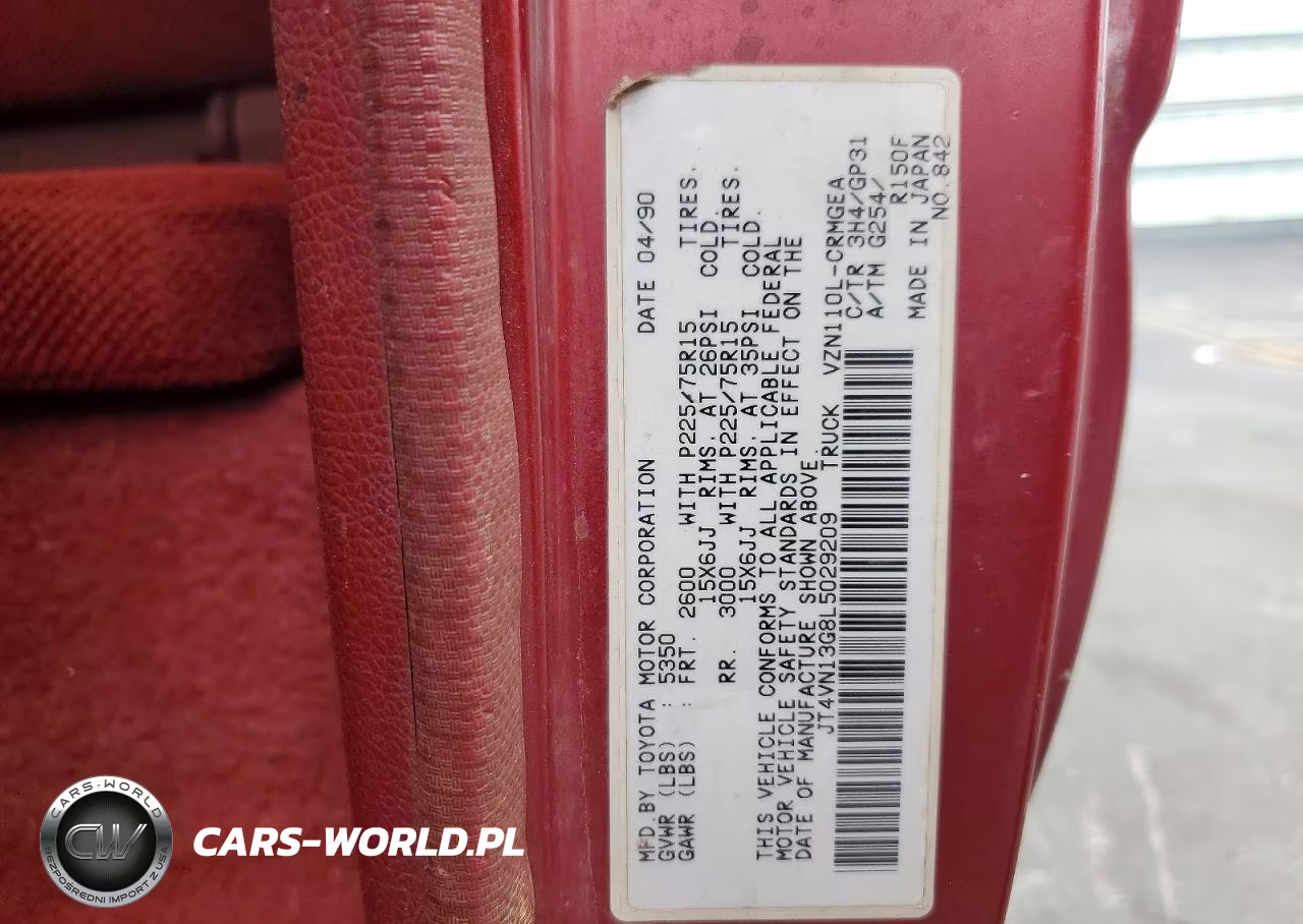 1990 Toyota Pickup 1-2 Ton Ex Long Whlbs Sr5 VIN:JT4VN13G8L5029209 - 12