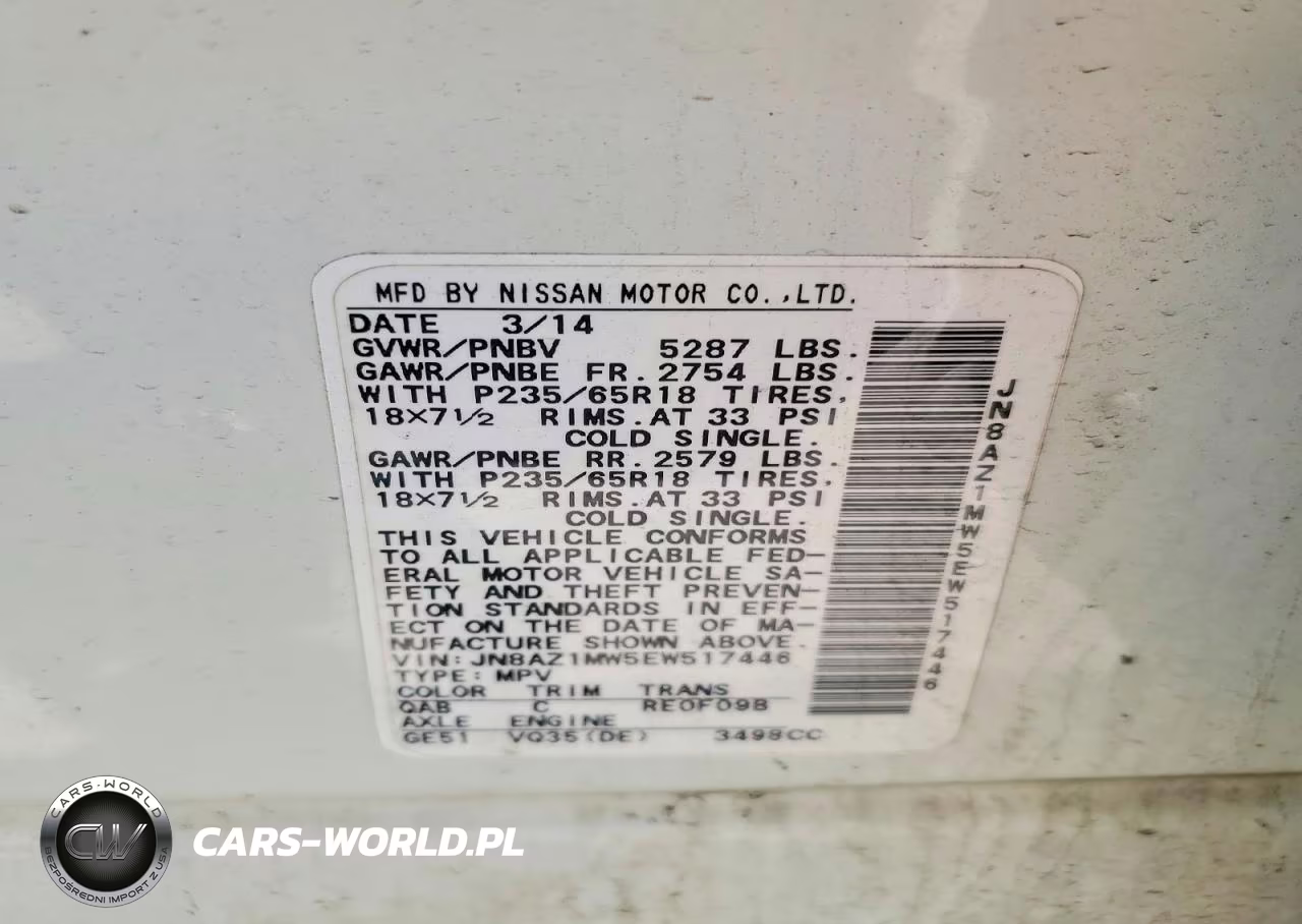 2014 Nissan Murano Sv VIN:JN8AZ1MW5EW517446 - 13