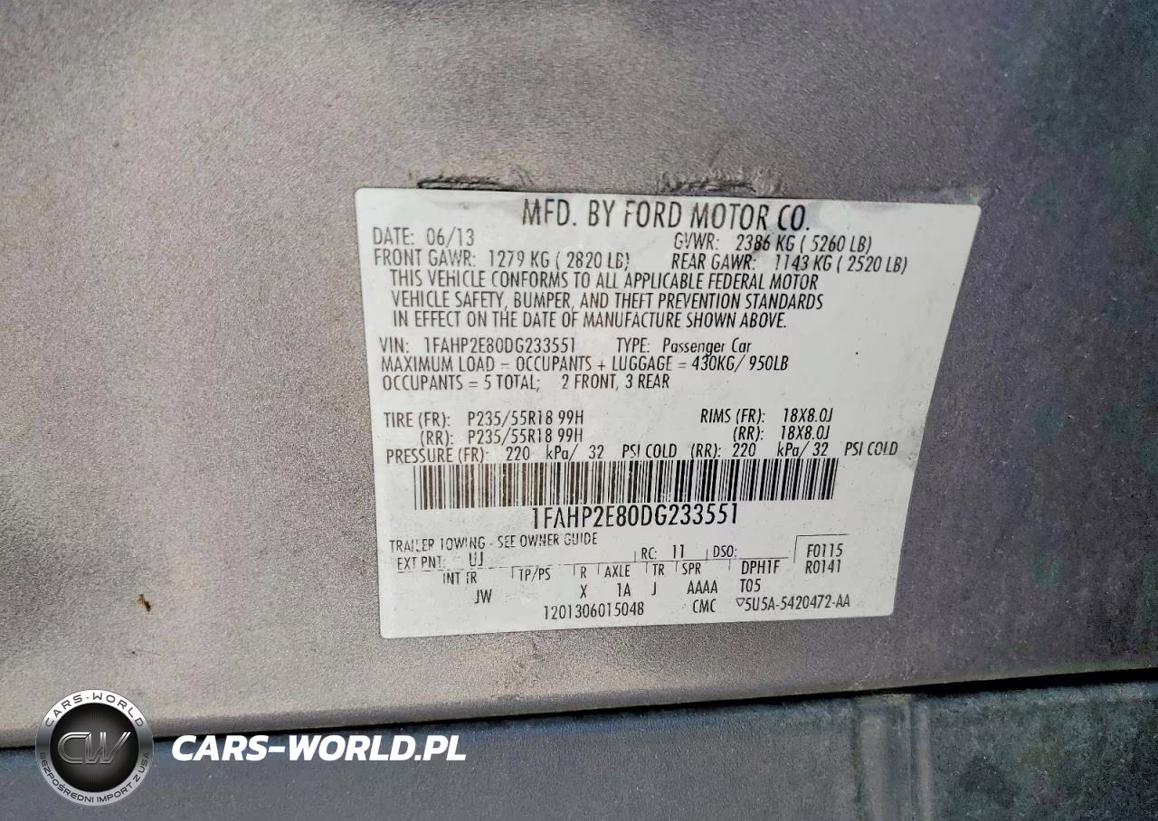 2013 Ford Taurus Sel VIN:1FAHP2E80DG233551 - 12