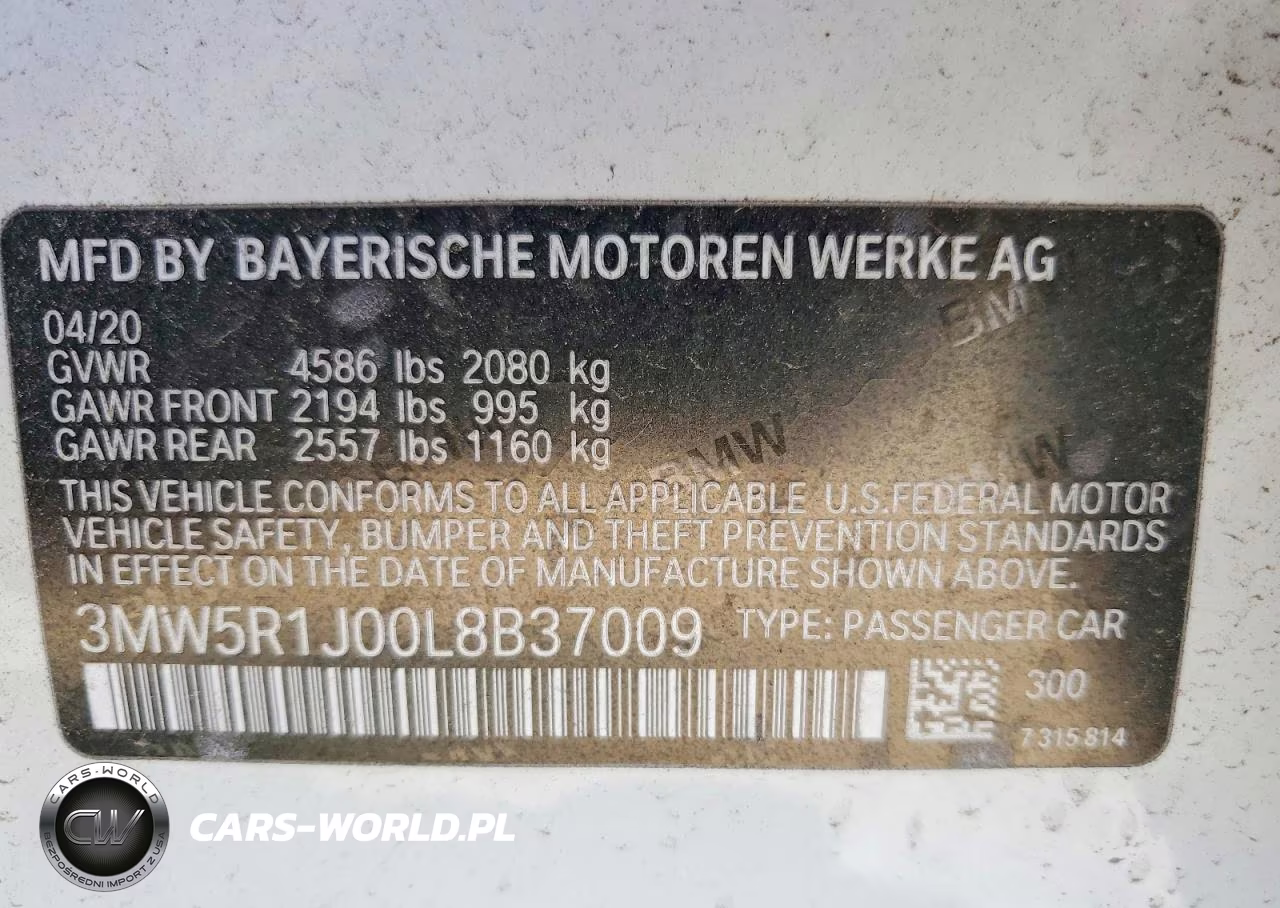 2020 BMW 330I VIN:3MW5R1J00L8B37009 - 12