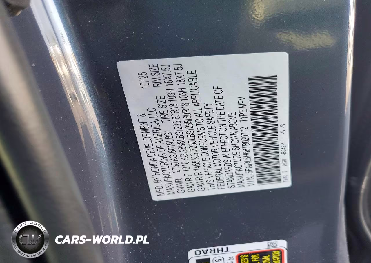 2026 Honda Odyssey Exl VIN:5FNRL6H68TB020772 - 13