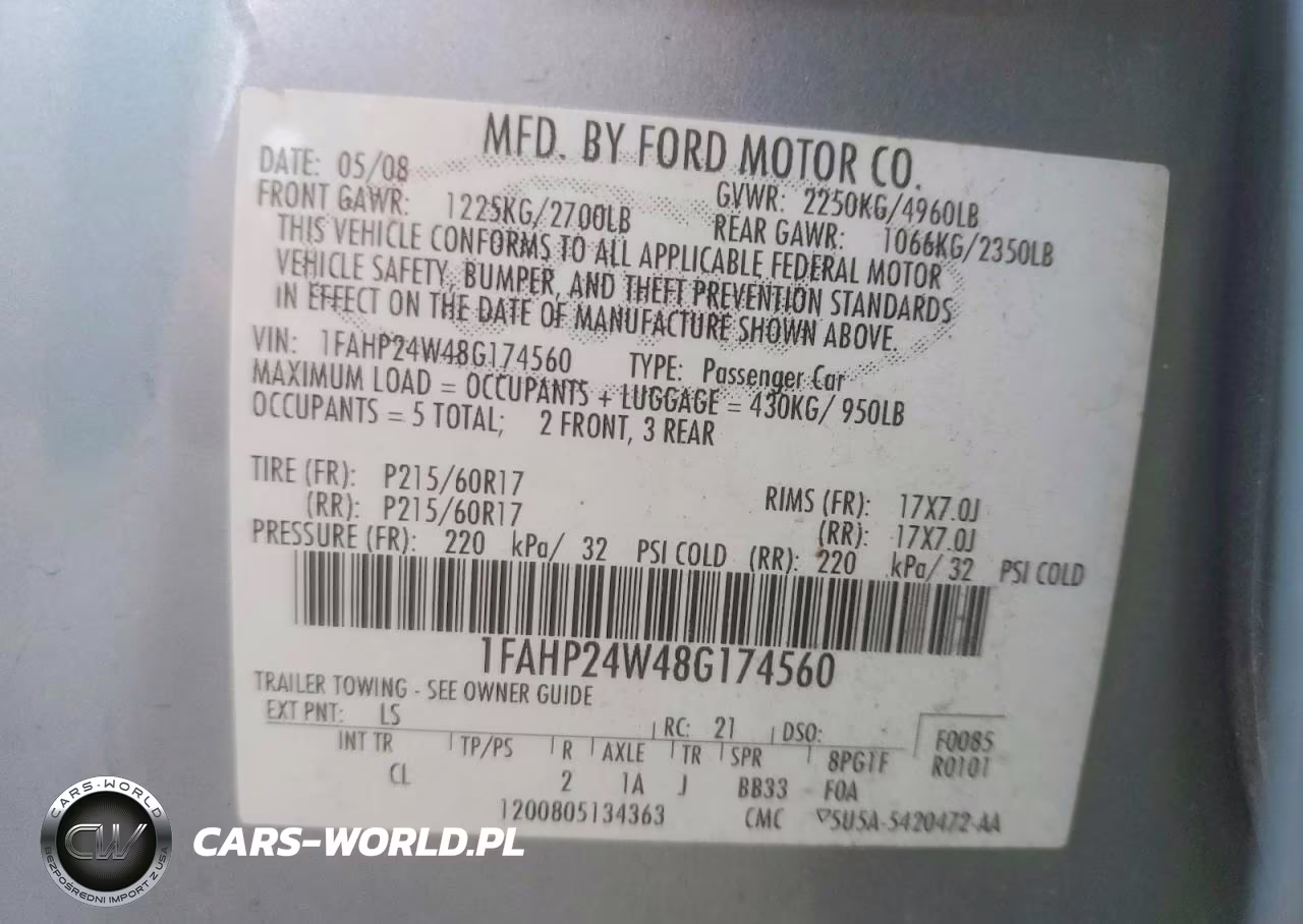 2008 Ford Taurus Sel VIN:1FAHP24W48G174560 - 13
