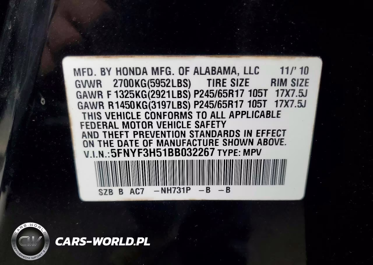 2011 Honda Pilot Exl VIN:5FNYF3H51BB032267 - 13