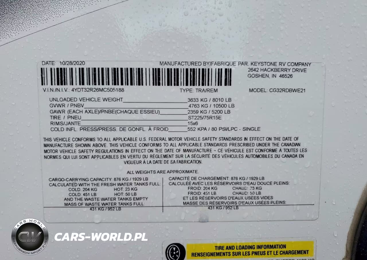 2021 Keys Cougar Half-Ton Trav VIN:4YDT32R26MC505188 - 10