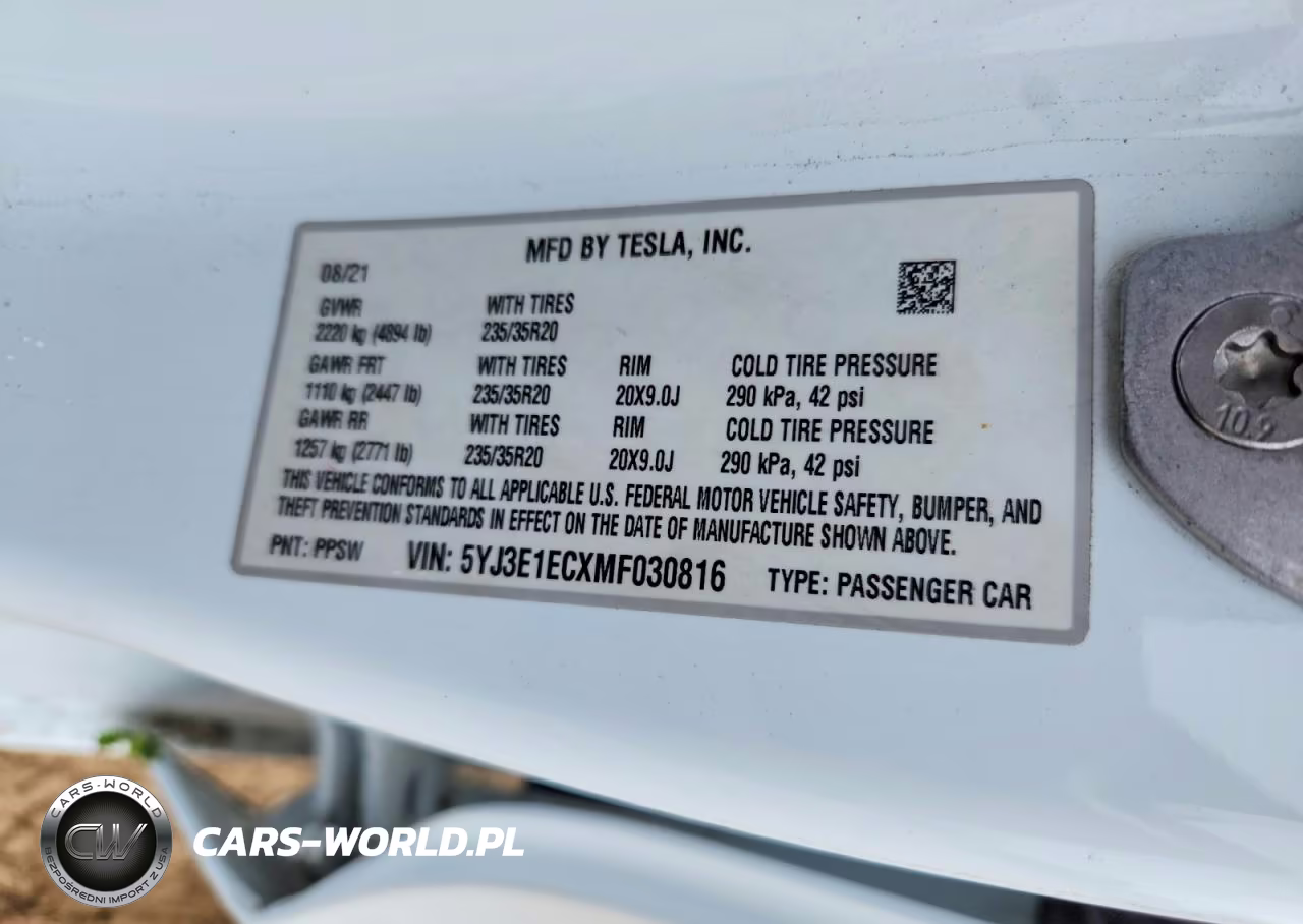 2021 Tesla Model 3 VIN:5YJ3E1ECXMF030816 - 12