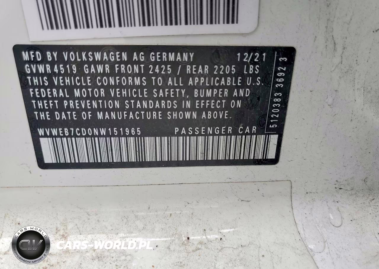 2022 Volkswagen Golf R VIN:WVWEB7CD0NW151965 - 13