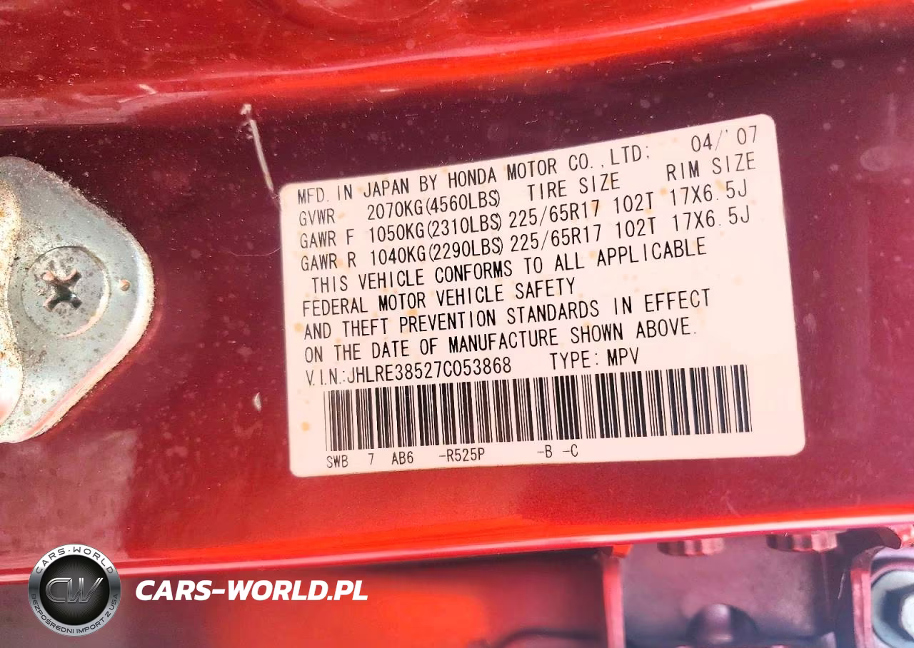 2007 Honda Cr-V Ex VIN:JHLRE38527C053868 - 12