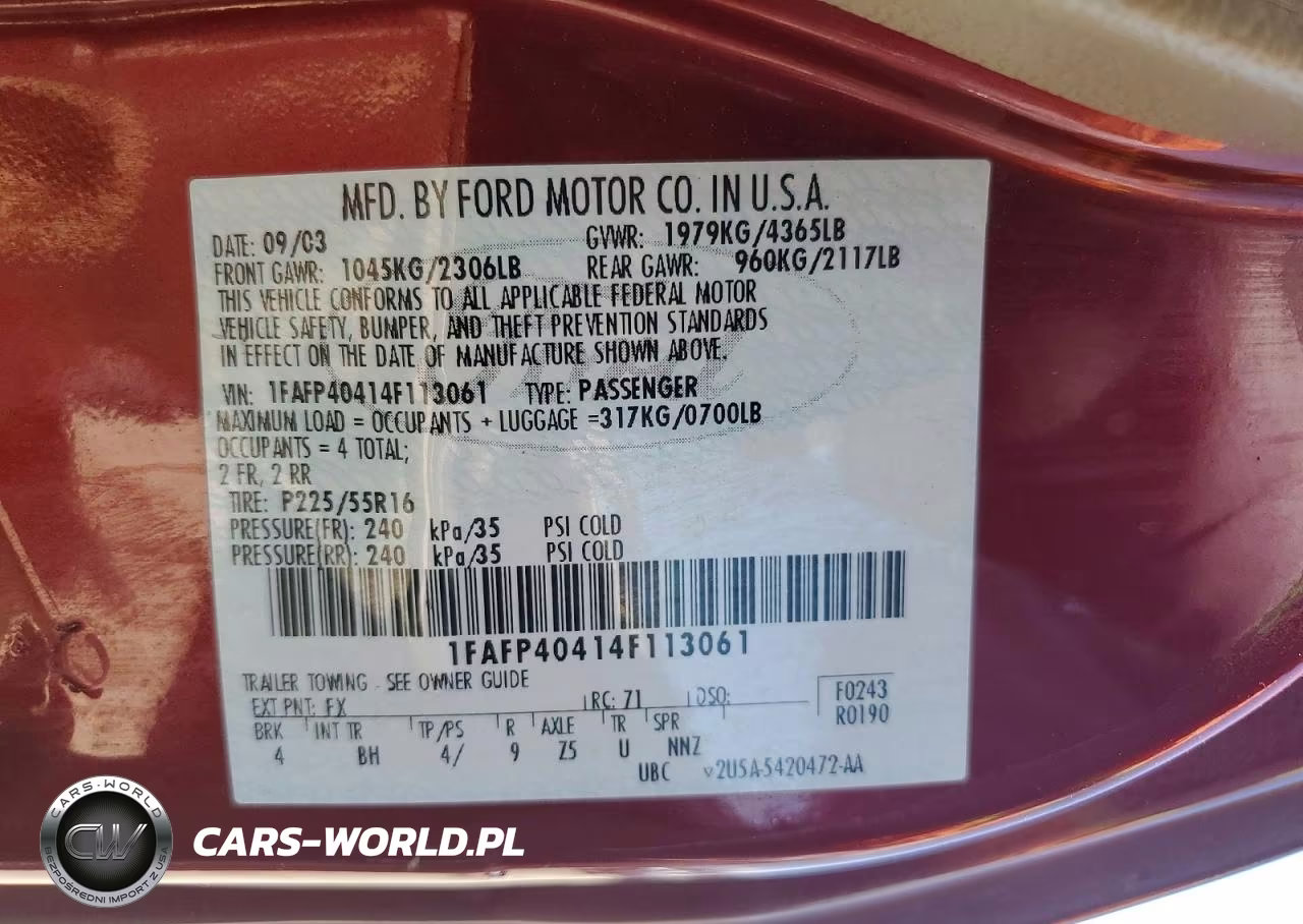 2004 Ford Mustang VIN:1FAFP40414F113061 - 12