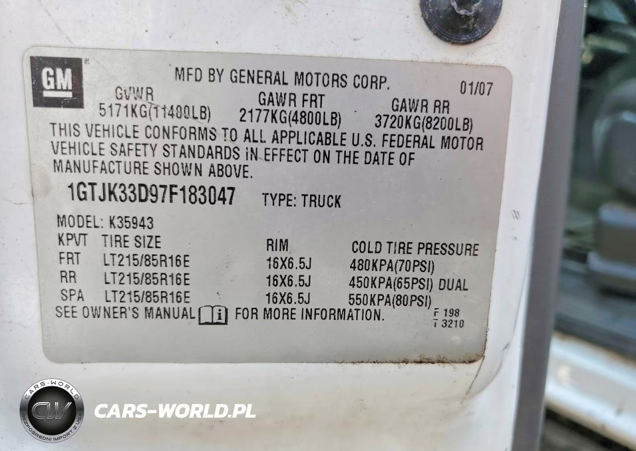 2007 GMC New Sierra K3500 VIN:1GTJK33D97F183047 - 13