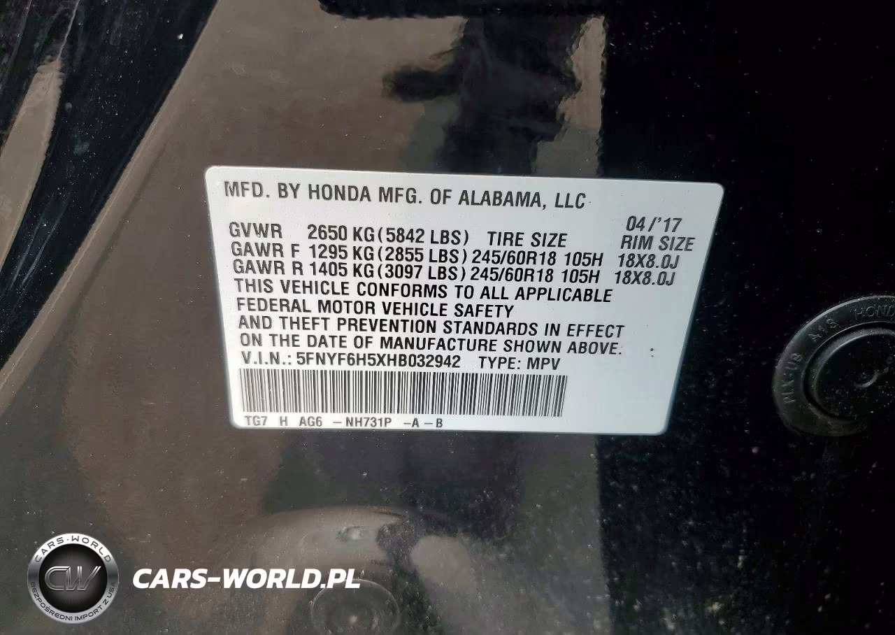 2017 Honda Pilot Exl VIN:5FNYF6H5XHB032942 - 13