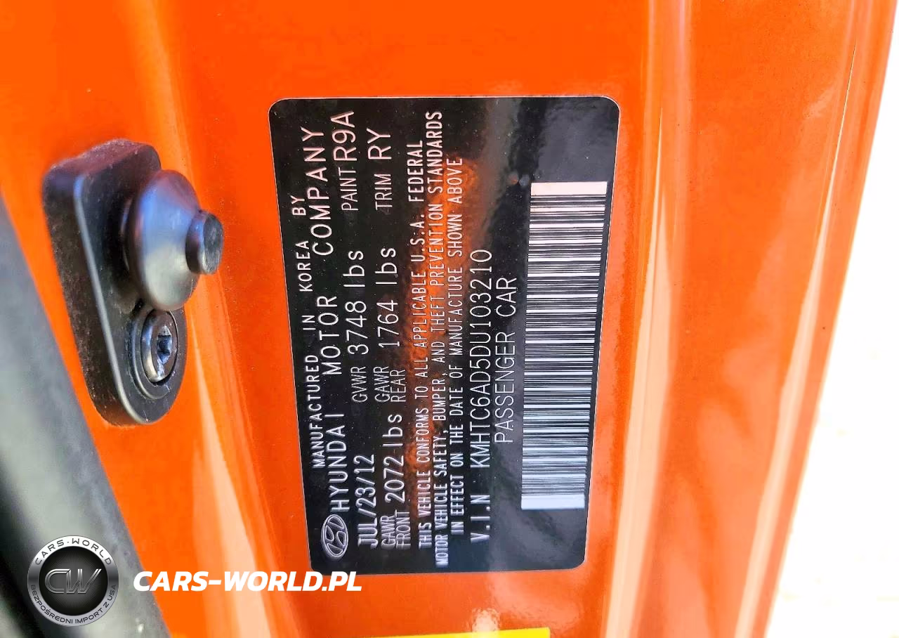 2013 Hyundai Veloster Base VIN:KMHTC6AD5DU103210 - 13
