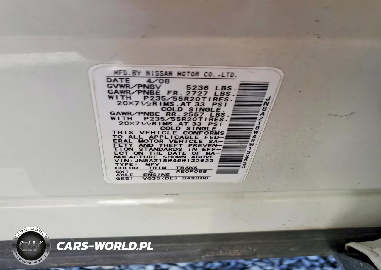 2009 Nissan Murano S VIN:JN8AZ18W49W132623 - 13