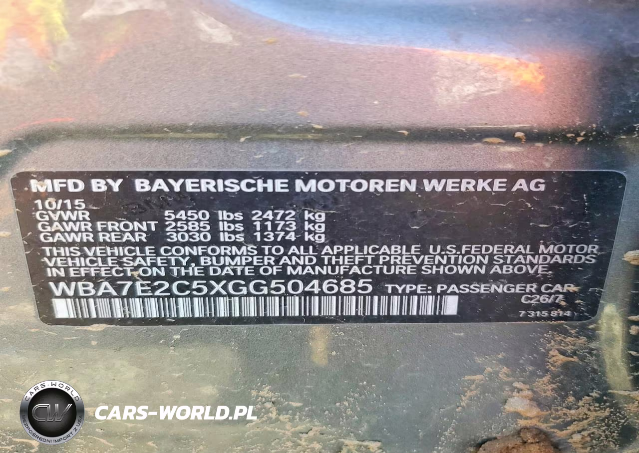2016 BMW 740 I VIN:WBA7E2C5XGG504685 - 12