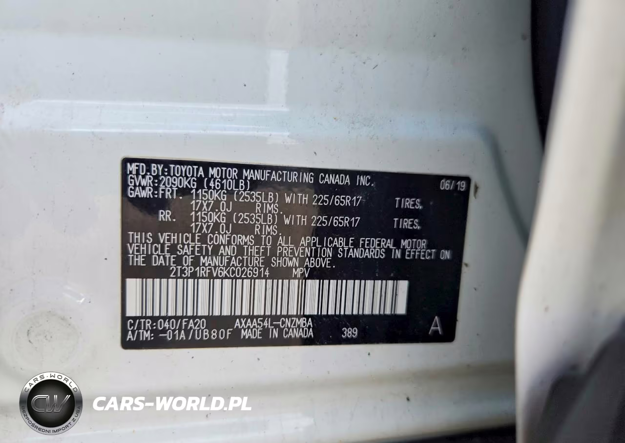 2019 Toyota Rav4 Xle VIN:2T3P1RFV6KC026914 - 13