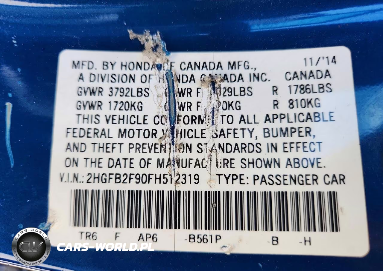 2015 Honda Civic Exl VIN:2HGFB2F90FH512319 - 12