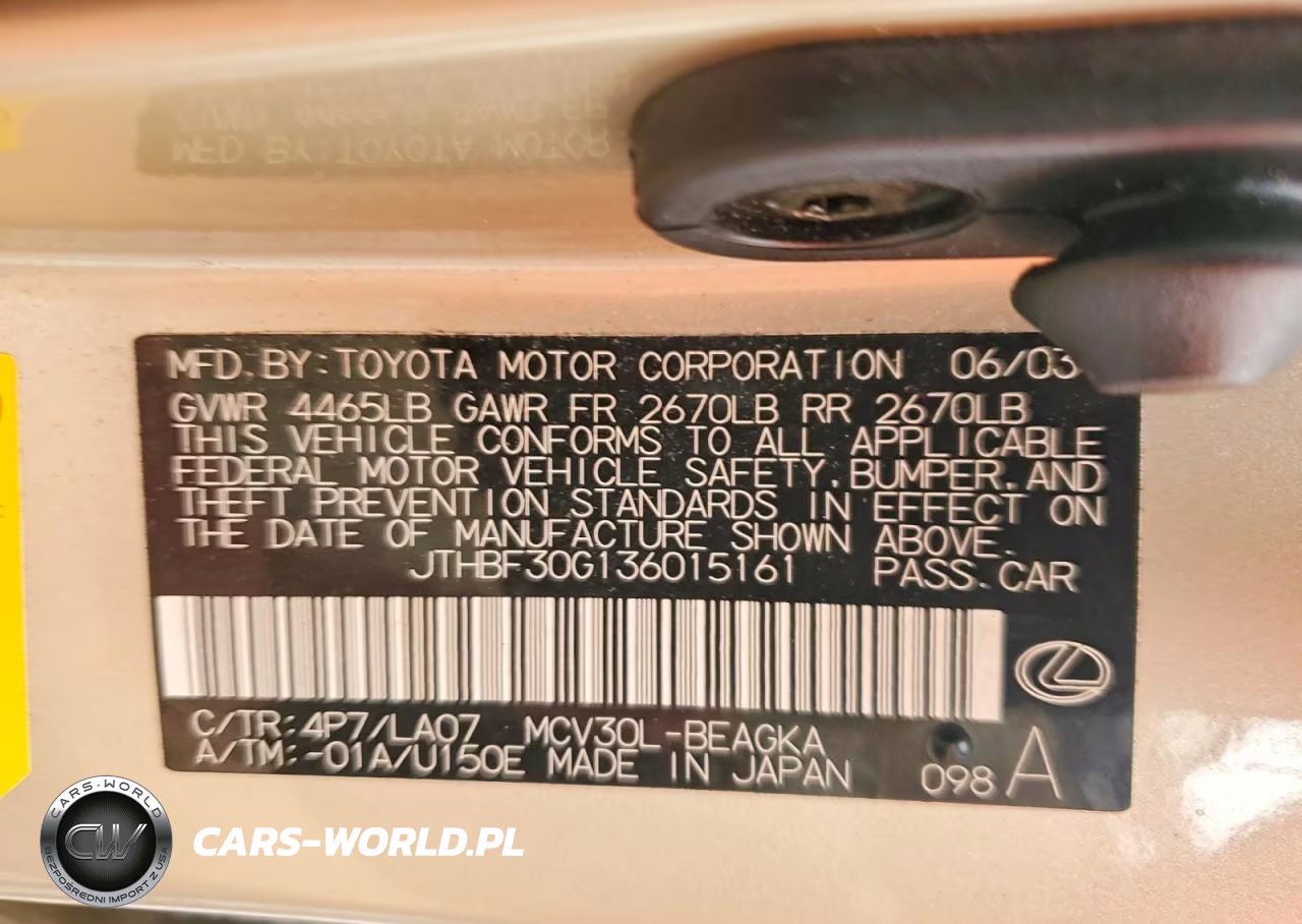 2003 Lexus Es 300 VIN:JTHBF30G136015161 - 12