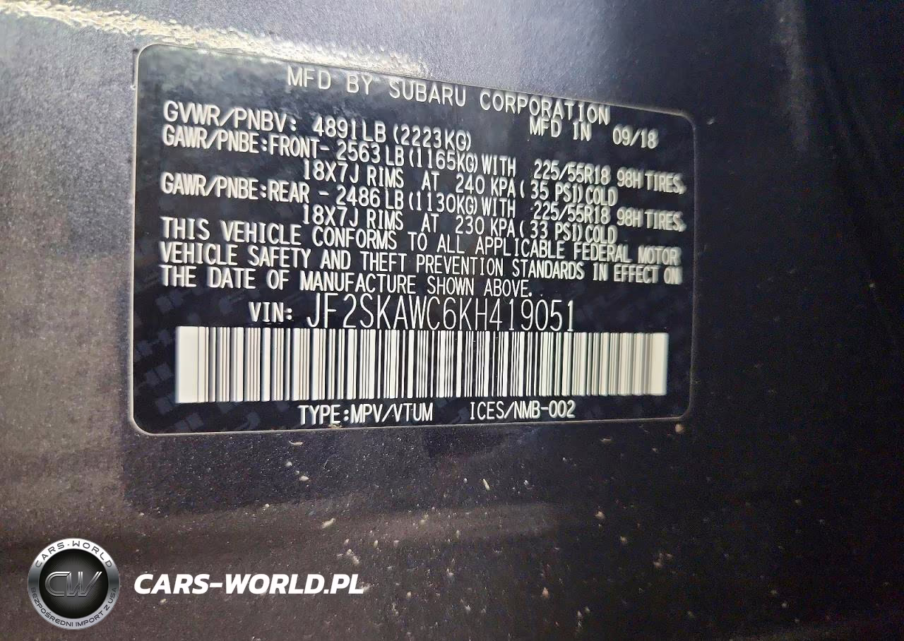 2019 Subaru Forester Touring VIN:JF2SKAWC6KH419051 - 13
