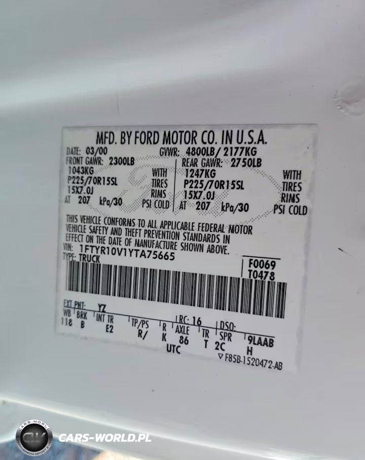 2000 Ford Ranger VIN:1FTYR10V1YTA75665 - 12