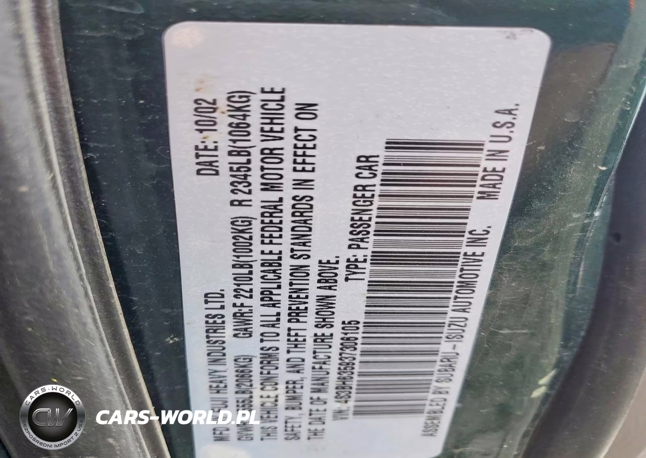 2003 Subaru Legacy L VIN:4S3BH635937306105 - 12