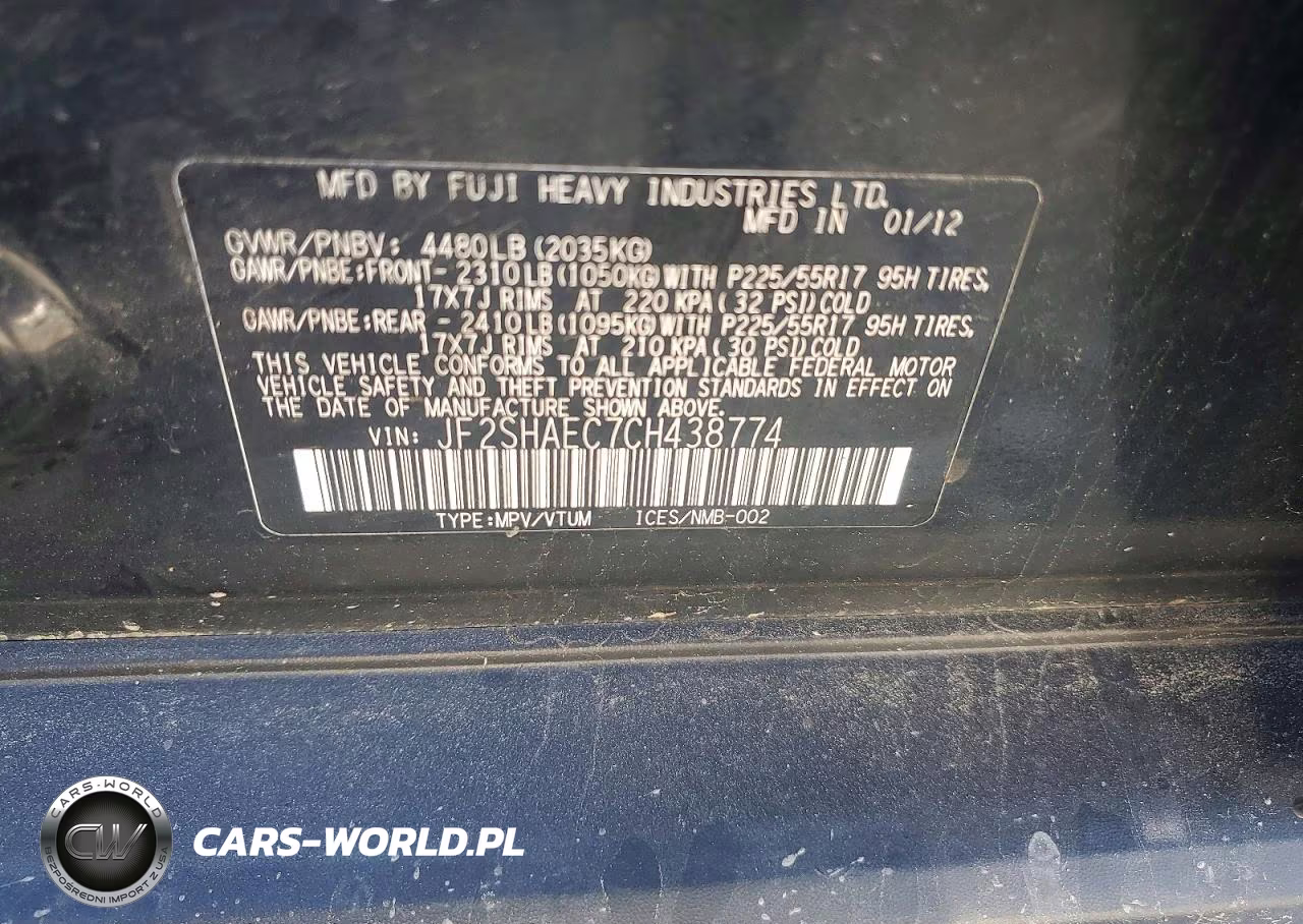 2012 Subaru Forester Limited VIN:JF2SHAEC7CH438774 - 12